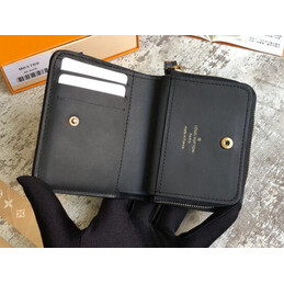 Replica Louis Vuitton Black Quilted New Wave Zipped Compact Wallet
