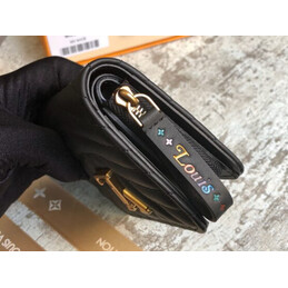 Replica Louis Vuitton Black Quilted New Wave Zipped Compact Wallet