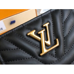 Replica Louis Vuitton Black Quilted New Wave Zipped Compact Wallet