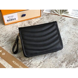 Replica Louis Vuitton Black Quilted New Wave Zipped Compact Wallet