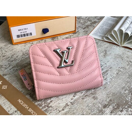Replica Louis Vuitton Pale Pink Quilted New Wave Zipped Compact Wallet