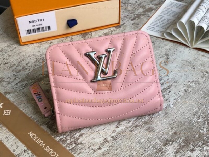 Replica Louis Vuitton Pale Pink Quilted New Wave Zipped Compact Wallet