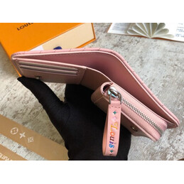 Replica Louis Vuitton Pale Pink Quilted New Wave Zipped Compact Wallet