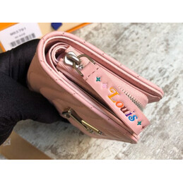 Replica Louis Vuitton Pale Pink Quilted New Wave Zipped Compact Wallet