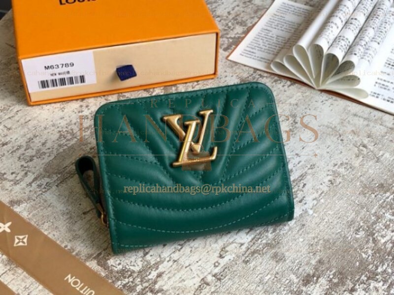 Replica Louis Vuitton Green Quilted New Wave Zipped Compact Wallet