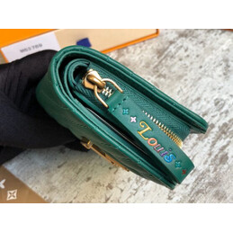 Replica Louis Vuitton Green Quilted New Wave Zipped Compact Wallet