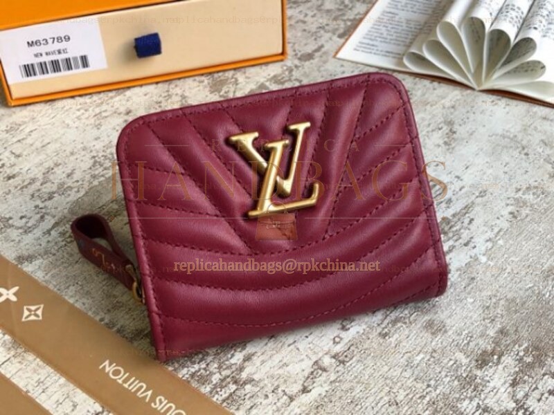 Replica Louis Vuitton Burgundy Quilted New Wave Zipped Compact Wallet