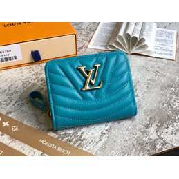Replica Louis Vuitton Turquoise Quilted New Wave Zipped Compact Wallet