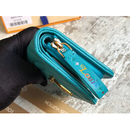 Replica Louis Vuitton Turquoise Quilted New Wave Zipped Compact Wallet