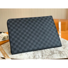 Replica Louis Vuitton Black Damier Graphite Large Pochette Jour GM