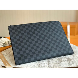 Replica Louis Vuitton Black Damier Graphite Large Pochette Jour GM