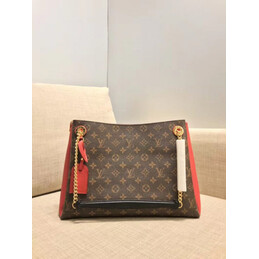 Replica Louis Vuitton Brown Monogram Red Trim Surene MM