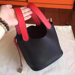 Replica Hermes Black Red Picotin Lock 13 Bag