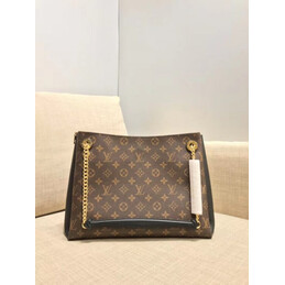 Replica Louis Vuitton Brown Monogram Black Trim Surene MM
