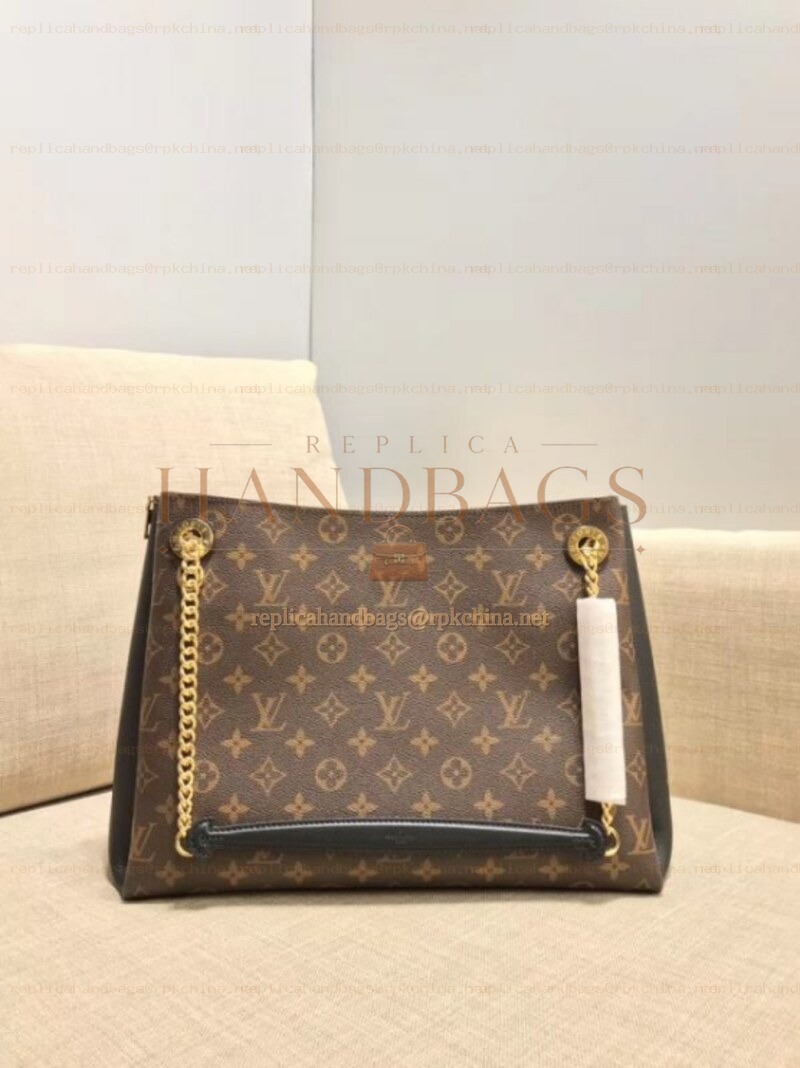 Replica Louis Vuitton Brown Monogram Black Trim Surene MM