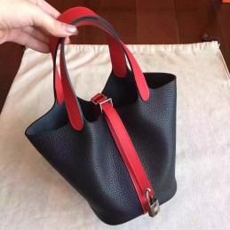 Replica Hermes Black Red Picotin Lock 13 Bag