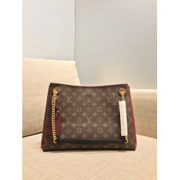 Replica Louis Vuitton Brown Monogram Burgundy Trim Surene MM