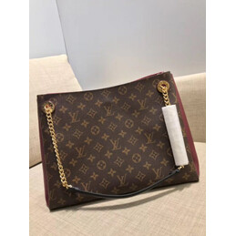 Replica Louis Vuitton Brown Monogram Burgundy Trim Surene MM