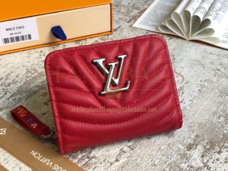Replica Louis Vuitton Red Quilted New Wave Zipped Compact Wallet