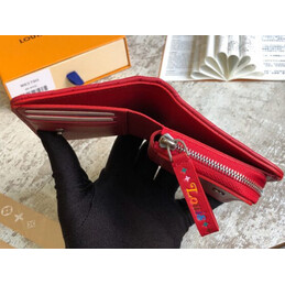 Replica Louis Vuitton Red Quilted New Wave Zipped Compact Wallet
