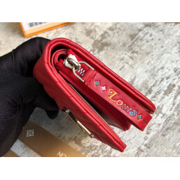 Replica Louis Vuitton Red Quilted New Wave Zipped Compact Wallet