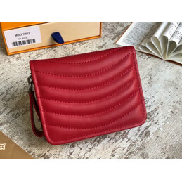 Replica Louis Vuitton Red Quilted New Wave Zipped Compact Wallet