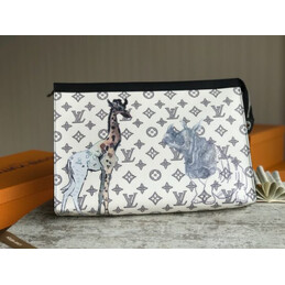 Replica Louis Vuitton White Savane Chapman Giraffe Pochette Voyage MM