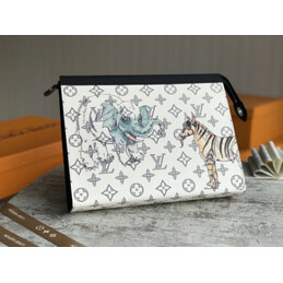 Replica Louis Vuitton White Savane Chapman Animal Print Pochette Voyage MM
