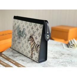 Replica Louis Vuitton White Savane Chapman Animal Print Pochette Voyage MM