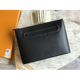 Replica Louis Vuitton Black Taiga Leather Recessed Handle Pochette Cosmos