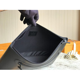 Replica Louis Vuitton Black Taiga Leather Recessed Handle Pochette Cosmos