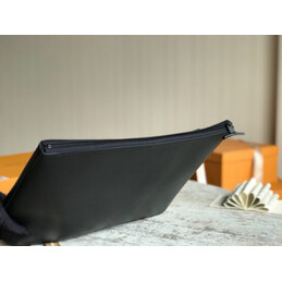 Replica Louis Vuitton Black Taiga Leather Recessed Handle Pochette Cosmos