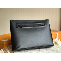 Replica Louis Vuitton Black Taiga Leather Recessed Handle Pochette Cosmos