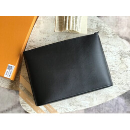 Replica Louis Vuitton Black Taiga Leather Recessed Handle Pochette Cosmos