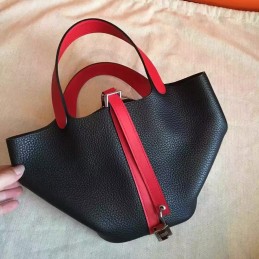 Replica Hermes Black Red Picotin Lock 13 Bag