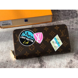 Replica Louis Vuitton Brown Monogram Los Angeles Patch Zippy Wallet