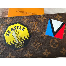 Replica Louis Vuitton Brown Monogram Los Angeles Patch Zippy Wallet