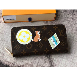 Replica Louis Vuitton Brown Monogram Floral Patch Zippy Wallet