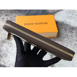 Replica Louis Vuitton Brown Monogram Floral Patch Zippy Wallet