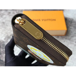 Replica Louis Vuitton Brown Monogram Floral Patch Zippy Wallet