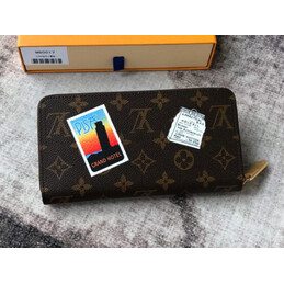 Replica Louis Vuitton Brown Monogram Floral Patch Zippy Wallet