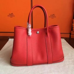 Replica Hermes Red Garden Party 30 Textured Leather Bag
