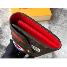 Replica Louis Vuitton Brown Monogram Paris Patch Red Interior Sarah Wallet