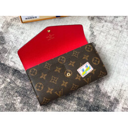 Replica Louis Vuitton Brown Monogram Paris Patch Red Interior Sarah Wallet