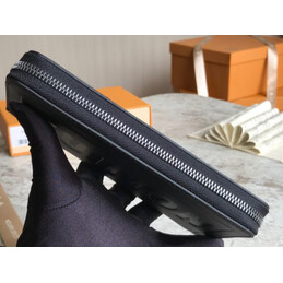 Replica Louis Vuitton Black Leather Embossed Louis Zippy Organizer Wallet