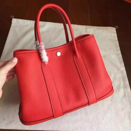 Replica Hermes Red Garden Party 30 Textured Leather Bag
