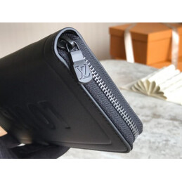 Replica Louis Vuitton Black Leather Embossed Louis Zippy Organizer Wallet