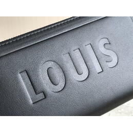 Replica Louis Vuitton Black Leather Embossed Louis Zippy Organizer Wallet