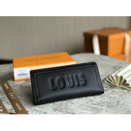 Replica Louis Vuitton Black Leather Embossed Louis Brazza Wallet