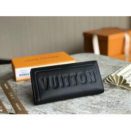 Replica Louis Vuitton Black Leather Embossed Louis Brazza Wallet